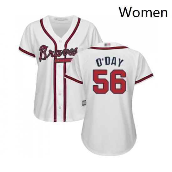Womens Atlanta Braves 56 Darren O Day Replica White Home Cool Base Baseball Jersey